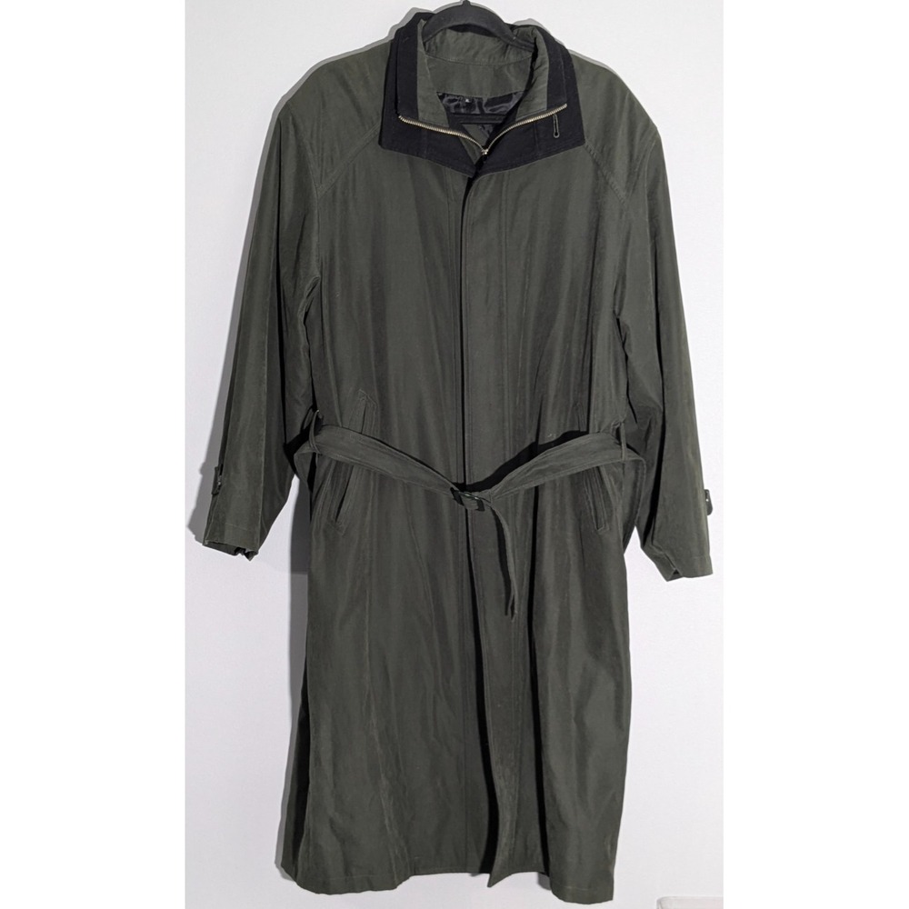 Vintage (90s) Versace Classic V2 Olive Green Full Length Belted Trench Coat XL
